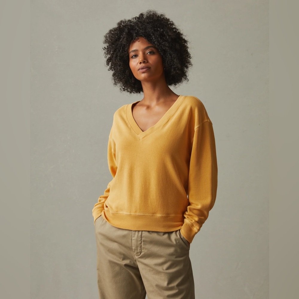 American Giant V-Neck Cotton Sweater Women’s  Golden Apricot Size Large